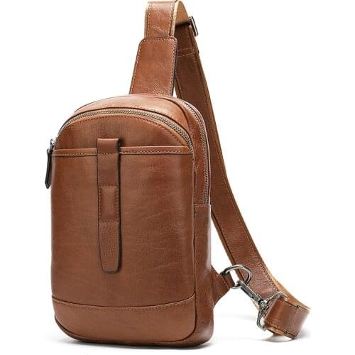Newsbirds Leather Chest Bag Soft Cowhide Mens Crossbody Bags Real Cow Leather Chest Pack Single Shoulder Bagpack Summer Bag Men