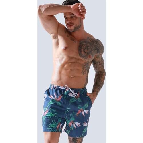 Mens Comfortable Beach Shorts Fashion Floral Printing Breathable Quick Dry Soft Board Shorts Casual Drawstring Running Shorts