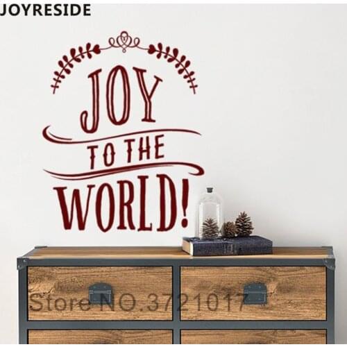 JOYRESIDE Joy To The World Wall Stickers Words Decoration Merry Christmas Design Wall Decal Vinyl Home Holiday Wall Decor WM215