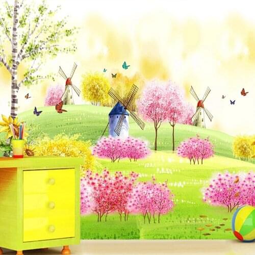 Dropship Custom 3D Mural Wallpaper for Kids Room Wall Paper Bedroom Cute Cartoon Color Hand Painted Children Living Room Decor