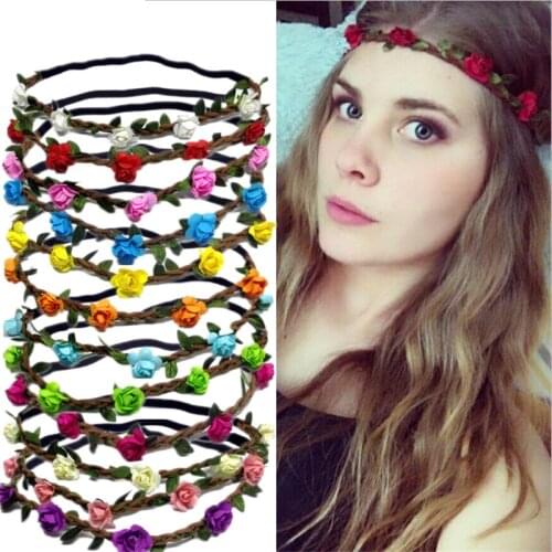 New Years Floral Crown Fashion Flower Headband for Beautiful Girls Crown Wreath Bohemian Vine Hair Accessories Party Stylish