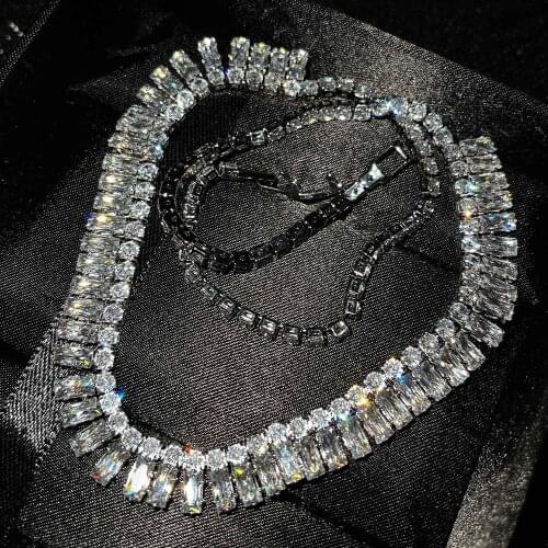 QTT 2021 Trend Jewelry On Neck Dazzling Necklace Chain Jewelry Choker 925 Sterling Silver Color Rhinestone CZ White Necklaces