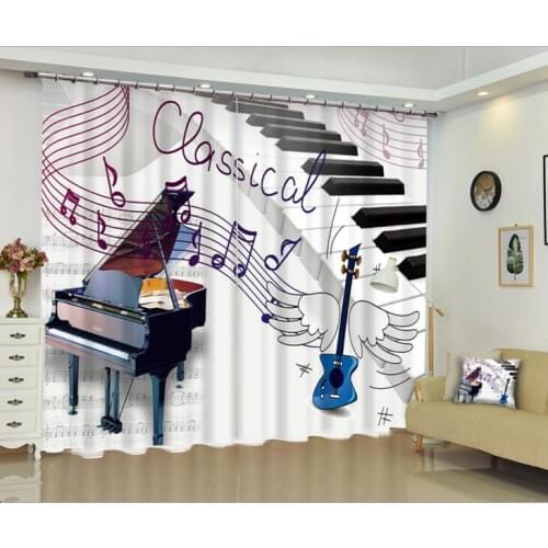 Girl Bedroom Luxury Blackout Piano 3D Window Curtain For Living Room Customized size Drapes Cortinas Rideaux Cushion cover