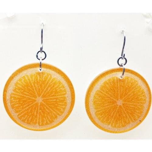3 pairs of free shipping fashion earrings acrylic orange fruit 28MM