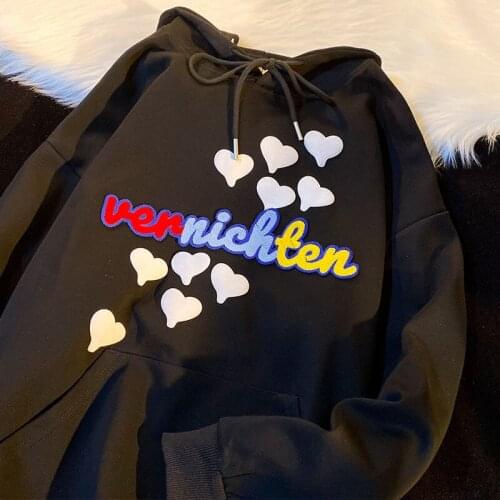 Chic Letter Patch Designs Anime Hoodie Harajuku Teens Kawaii Clothes 2021 Autumn New Hip Hop Streetwear Long Sleeve Tops Casual