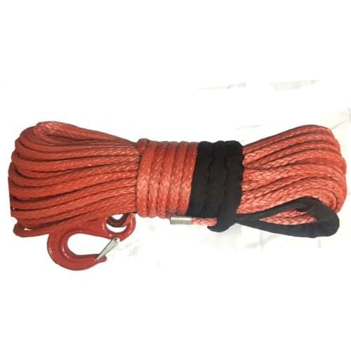 1/2" x 100' RED UHMWPE Rope Synthetic Winch Line With Hook Free Shipping