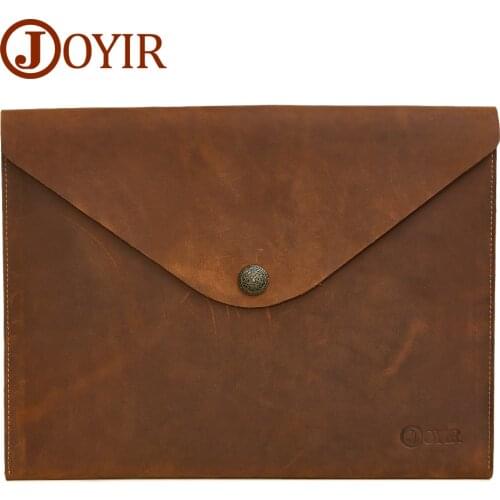 JOYIR Genuine Leather Document Bag A4 Ipad Bag Leather Solid Vintage Hasp Handbag Clutch Bag Envelope For Men Mans Clutch New