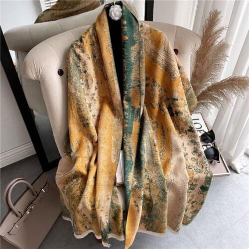 Thick Wraps Warm Cashmere Scarf Winter New Women Shawls Lady Design Print Fashion Tassels Bufanda Pashmina Blanket Foulard 2021