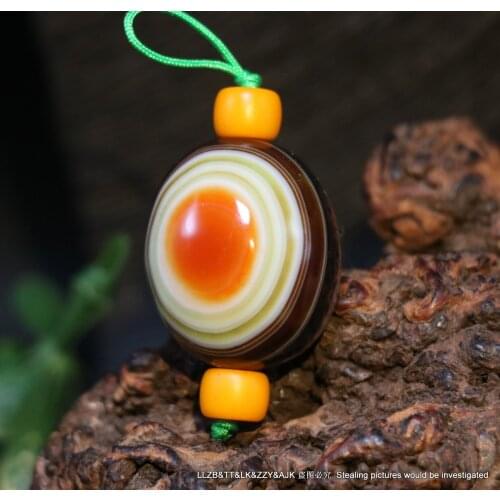 Treasure Unique Energy Energy Magic Tibetan Natural Old agate Colorful Goat Eye totem dZi Bead Amulet A Amulet Timestown UPD22