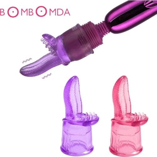 Magic Wand Vibrator Headgear AV Stick Cap Realistic Tongue Stimulator G Spot Clitoris Massager Adult Sex Toys For Women Female