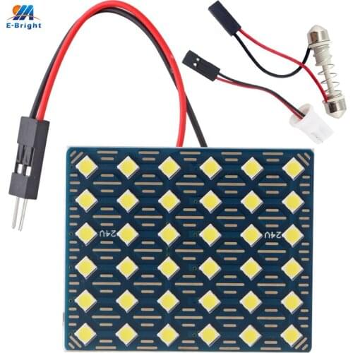 YM E-Bright 3030 36 SMD LED Panel Lamps License Plate Lights Car Dome Light 12V 24V AC DC Nonpolarity T10 + Festoon Sockets 2pcs