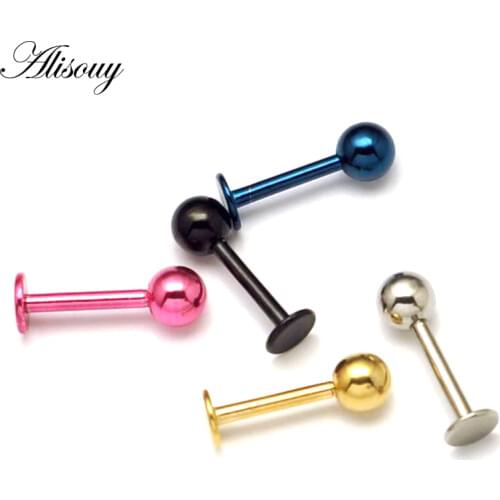 3 4 5mm Diameter 5 colors titanium steel Men Women Screw Back (pierced) Body Labret Lip Piercing Boday Jewelry