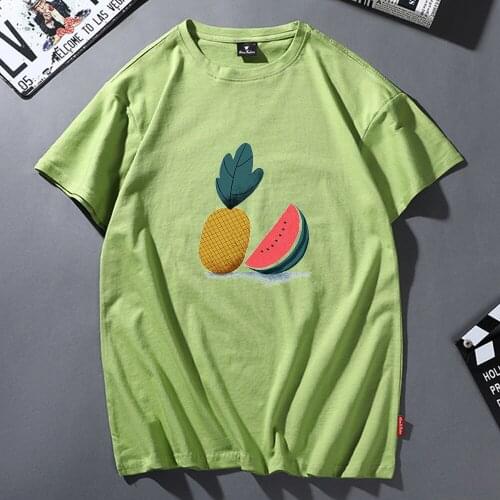 Womens 2020 Summer Watercolor Pineapple Print T-Shirt Cartoon Literary Tee Short Sleeve Funny Vintage T Shirt Female Aesthetic