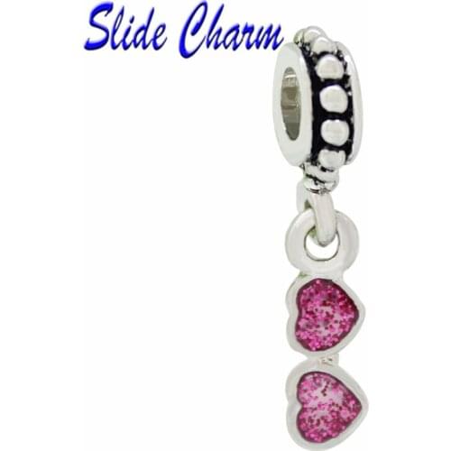 Fashion jewelry DIY charm European style red women heart-shaped glasses pendant charm beads Fit Pandora Bracelet Necklace