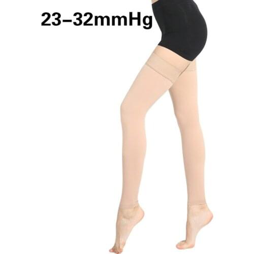 Women Four Seasons Medical Pressure 23-32mmHg Stockings Long Tube Nine Point Secondary Silicone Prevent Slipping Elastic XXL