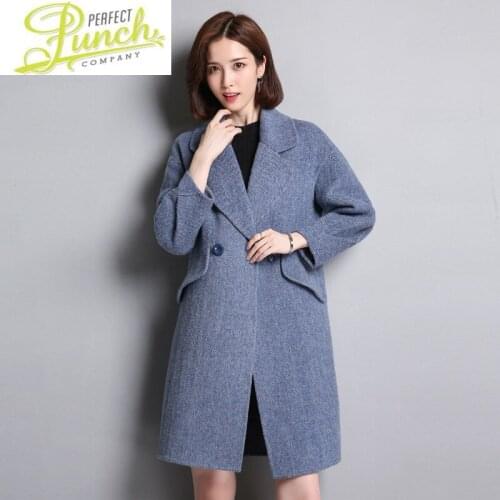 Female Wool 2021 New Jacket Spring korean Alpaka long Coat women double-faced coats Abrigos Mujer Elegante Qbl-8718 KJ5168