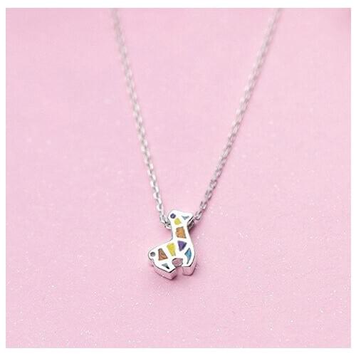 Daisies 1pc New Arrivals 925 Sterling Silver Colorful Giraffe Necklaces & Pendants for Women Statement Sterling-silver-jewelry