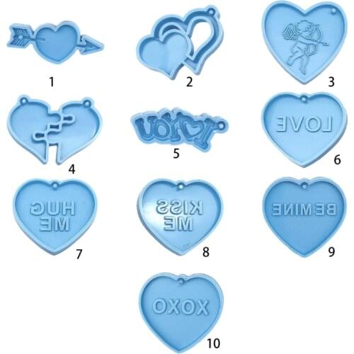 1 Pc Epoxy Resin Mold Valentine Keychain Silicone Mould DIY Handmade Crafts Jewelry Pendants Making Tool