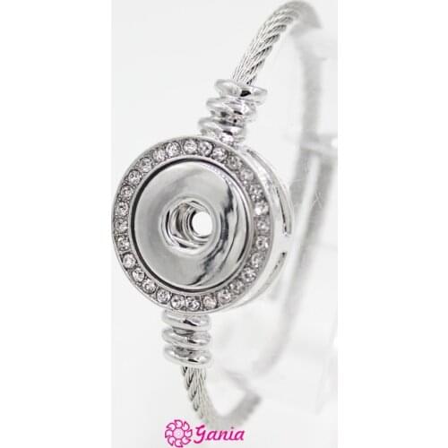 10PCS NEW Snap Jewelry Crystal Snap Base Stainless Steel Band Adjustable Snap Bracelets&bangle for women Fit 18mm Button DIY