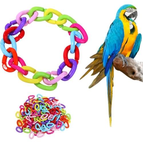 100pcs Birds Accessories C-links Hooks Parrot Colorful Swing Cage Chain Toys Colorful Beads Bird Supplies Bells Toys