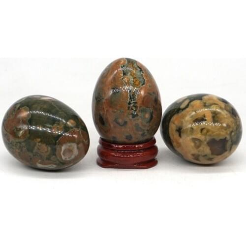 34x44MM Natural Gem Green Rainforest Jasper Crystal Reiki Healing Shape Egg (1pcs)