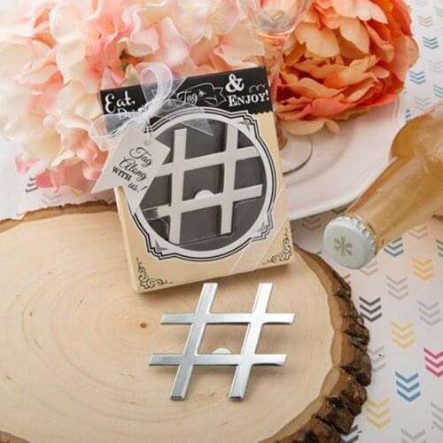 50pcs/Lot Kitchen and Bar Supplies Hashtag Love Silver Metal Bottle Opener Wedding and Bridal Shower Favors FREE SHIPPING