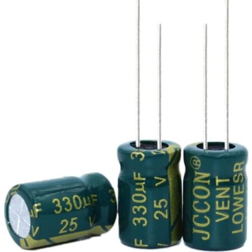 50PCS Higt quality 25V330UF 8*12mm 330UF 25V 8*12 Electrolytic capacitor