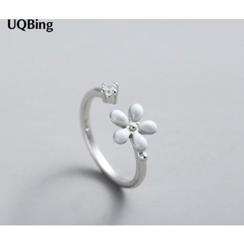 Free Shipping 925 Sterling Silver Rings 925 Open Flower With Crystal Rings Jewelry anillo de plata anello