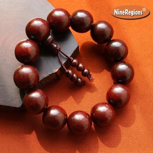 Genuine Natural iIndian Lobular Red Sandalwood 18mm beads bracelet high density with Venus rosewood bangle for men women gift