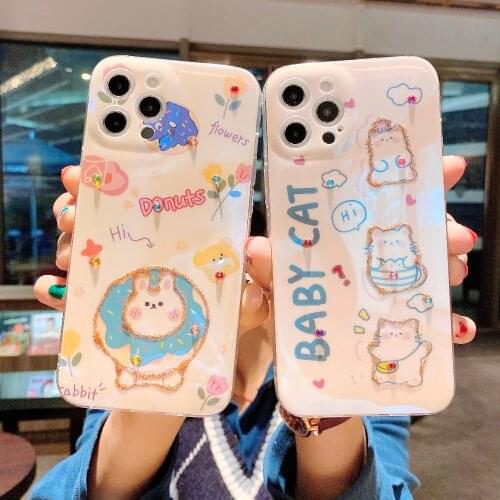 Sumkeymi Cute Cat Blu-ray Phone Case For iphone 7 8 Case For iphone 12 11 Plus mini Pro Max XS XR SE2020