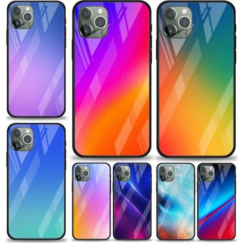 Gradient Color for Apple iPhone 12 Pro Max Mini 11 Pro XS Max X XR 6S 6 7 8 Plus Luxury Tempered Glass Phone Case