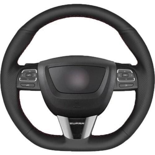 Car Steering Wheel Cover Black Artificial Leather For Seat Leon Altea Leon Cupra 2008-2012 Toledo 2012-2014 Alhambra 2010