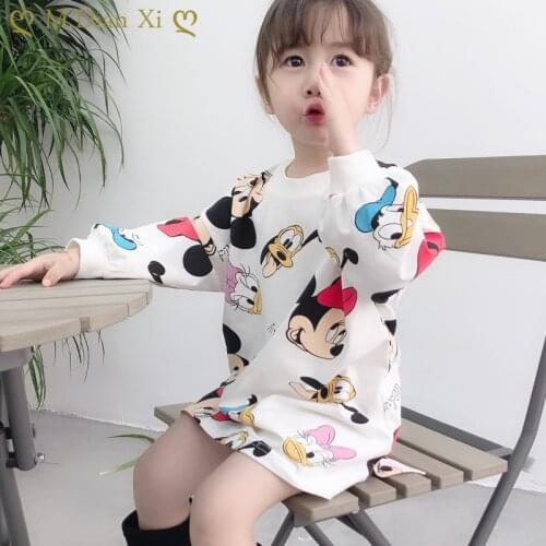 Childrens Clothing Girl Dresses New Fashion Cute Cartoon Summer Minnie Baby Girl Clothes Is Suitable for Babys Round Collar