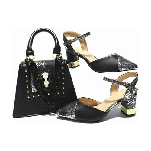 Doershow fashion black Italian Shoes With Bag High Quality Italy Shoes And Bag set For wedding! HAL1-5