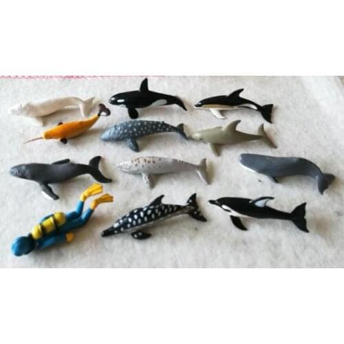Pvc figure Whales and dolphins divers 12pcs/set model toy