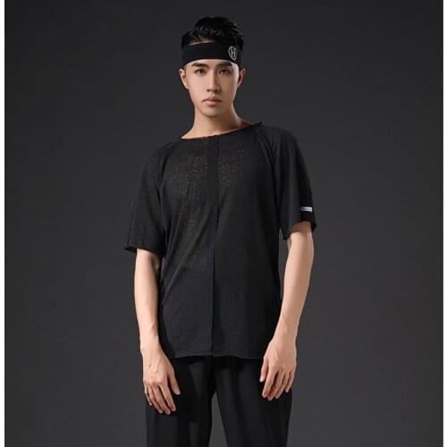 New MA5025 Round Collar Male Latin Dance T Shirt 2021 Balck Men Latin Dancing Tops for Samba Tango Chacha Performance Costume