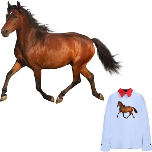 Real Horse Patch Iron On Man Woman T-Shirt Transfer Paper Hoodie Tops Diy Hot Tear Heat Press Patch Iron On Clothes