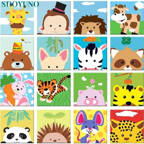 SDOYUNO 20x20cm DIY Paint By Number Canvas Painting Kits Painting By Numbers For Kids Frameless Home Decor Wall Art For Gift