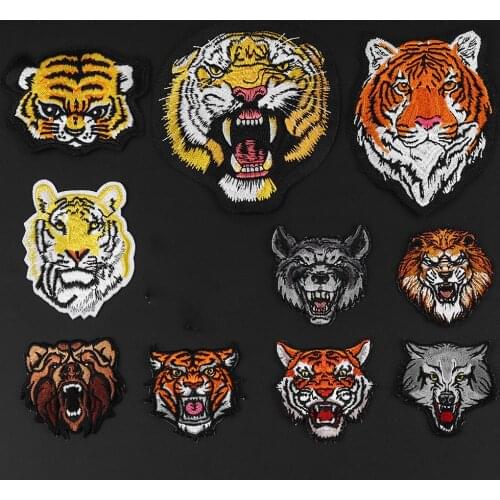 Animal tiger headed embroidery cloth stickers badge clothing patches applique embroidery accessories ironing patches