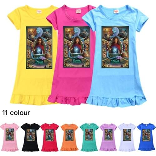 Raya and The Last Dragon Nightdress Little Teen Girl Pajamas Dresses Children Summer Nightgown Kids Clothes Comfortable pajamas