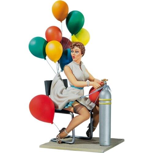 New Unassembled 1/22 80MM WOMAN Naughty Balloons (WITH BASE ) Resin Kit DIY Toys Unpainted resin model