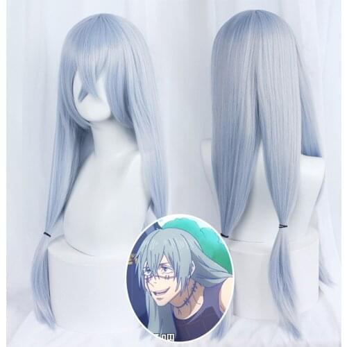 Jujutsu Kaisen Mahito Cosplay 70cm Long Christmas Silver Blue Gray Wig Cosplay Anime Wigs Heat Resistant Synthetic Wig Halloween