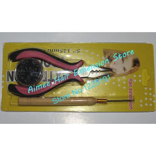1pcs Plier Straight head three holes & Hook Needle&100pcs hair extension link/beads/tubes / Professional Hair Extension Tools