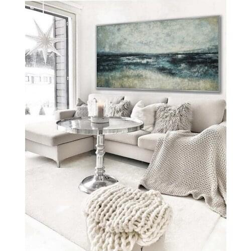 Simple Minimalist Contemporary Modern Art Neutral Color Panoramic Wall Art Large Horizontal Texture Oil Painting On Canvas