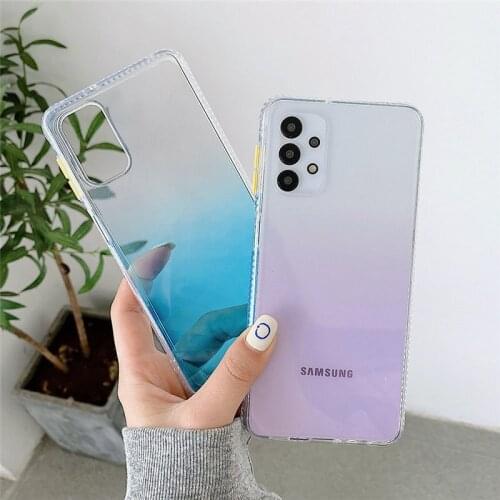 Transparent Glittering Gradient Rainbow Phone Case For Samsung S21 S20 S10 Plus Note 20 Ultra A51 A52 A71 Shockproof Soft Cover