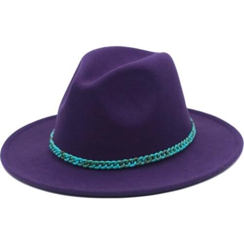 Turquoise Fedora Hat Chain Accessories Top Hat Unisex Hat Jazz New Panama 2021 Latest Color Professional Wholesale