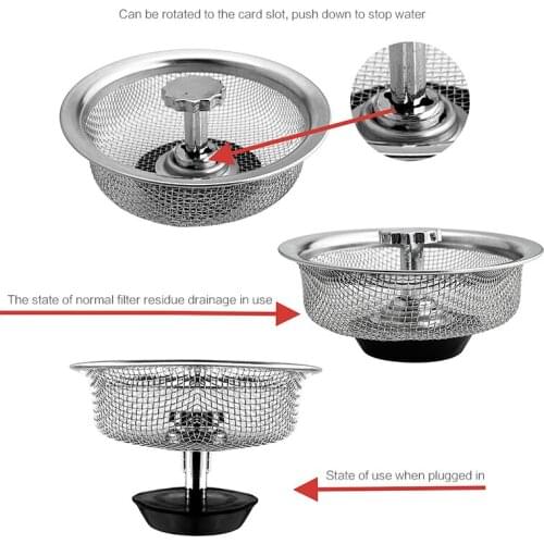 1 Pcs Kitchen Sink Strainer Sink Stainless Steel Bathroom Filter Basin Hair Catcher Stopper Floor Waste Male Kitchen Sink Acce