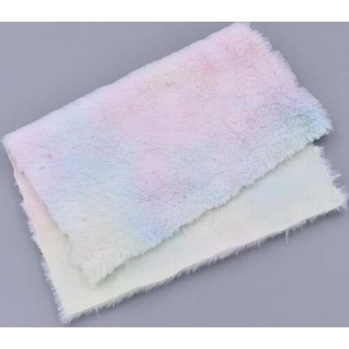 A4 21X29cm Rainbow Color Super Soft Faux Fur Plush Fabric For Handbags Bows Diy Handwork Materials