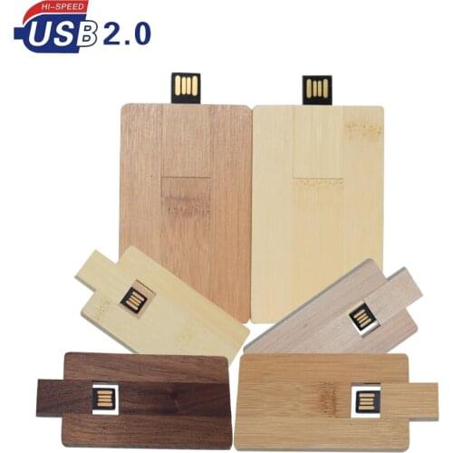 LOGO personality maple wooden card USB flash drive U disk gift pendrive 4GB 8GB 16GB 32GB 64GB 128GB (Over 10PCS free LOGO)
