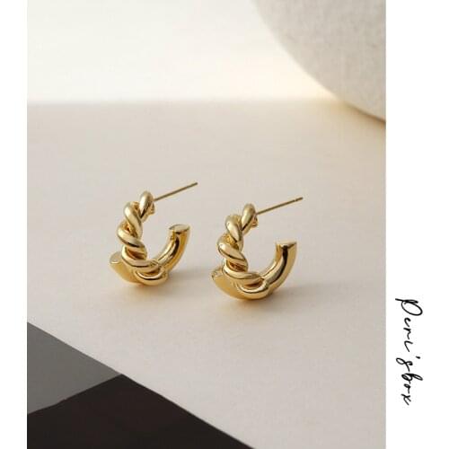 PerisBox Gold Color Mixed Chunky Twisted Earrings Circle Geometric Hoop Earrings for Women Street Minimalist Jewelry 2021 Hot